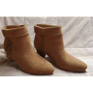 Lucky Brand Women's LK- Zakina Faux Suede Fringe Ankle Boots Sz US‎ 5M Western